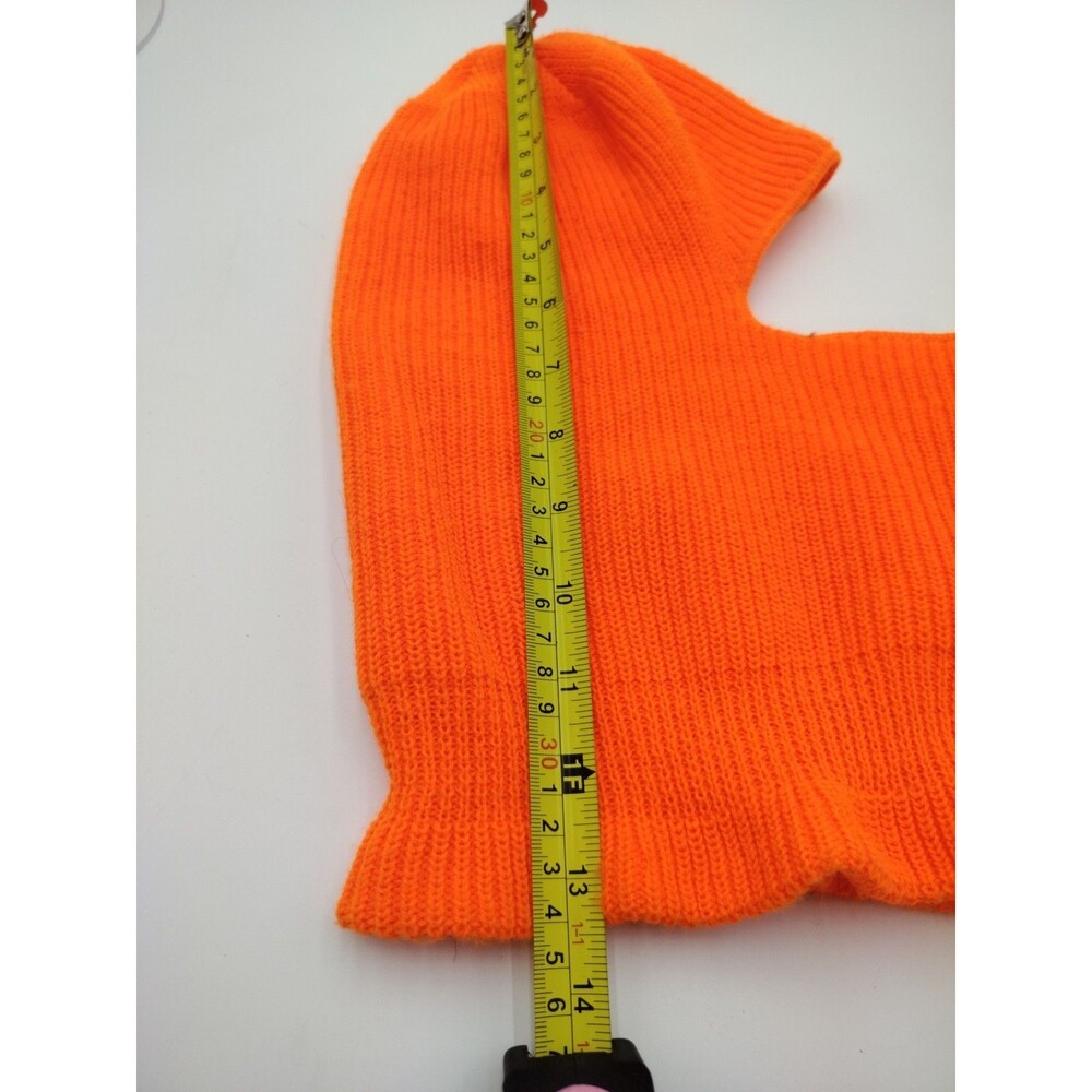 VTG Wigwam Collar Blaze Orange Hunting Ski Mask Hat Made USA 13.5" - Picture 5 of 6